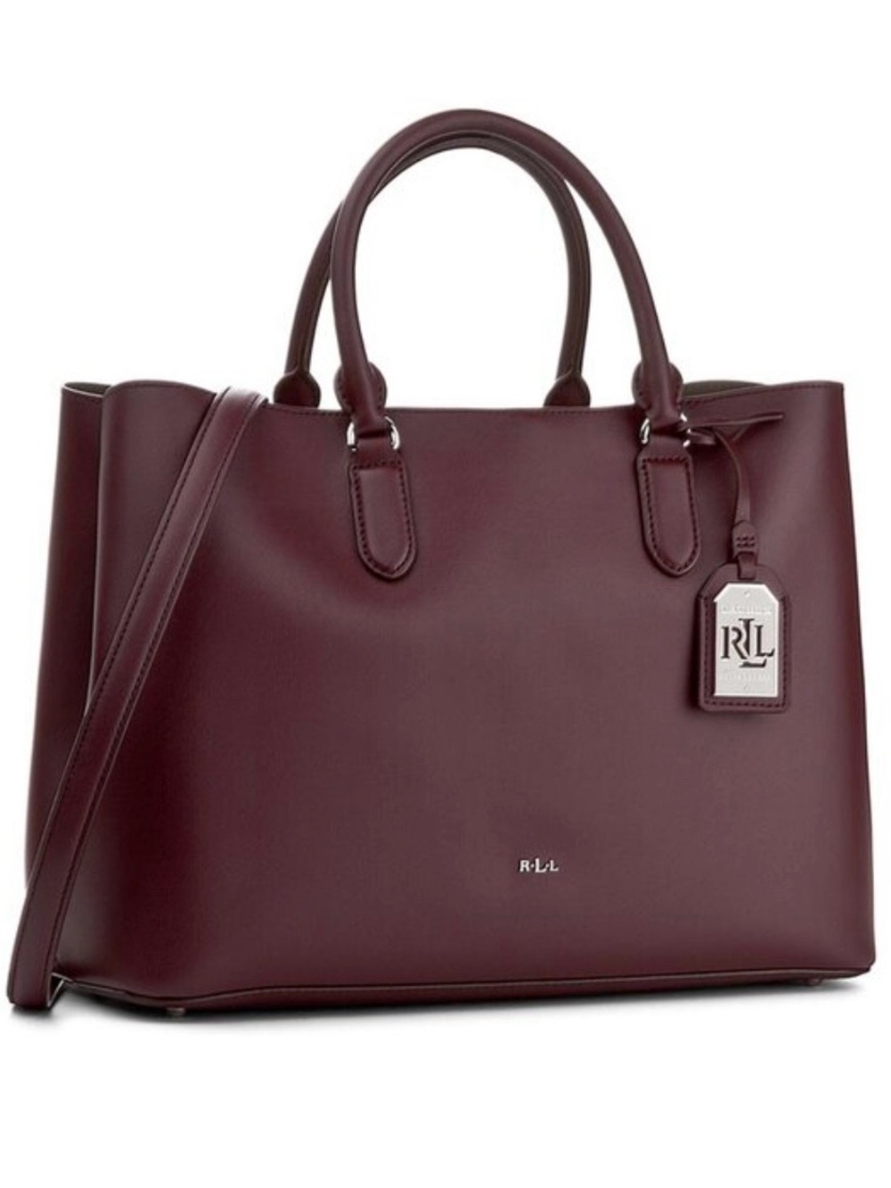 Polo by Ralph Lauren Burgundy Leather Tote with Top Handles
